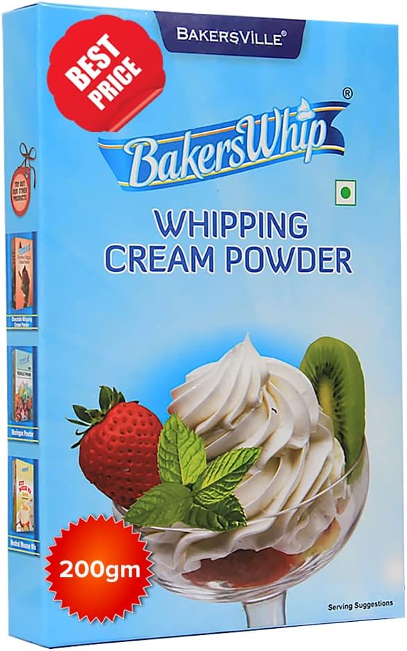 BakersWhip Whipping Cream Powder (Vanilla), 200g | Gluten Free Whipping Cream Powder, 200g