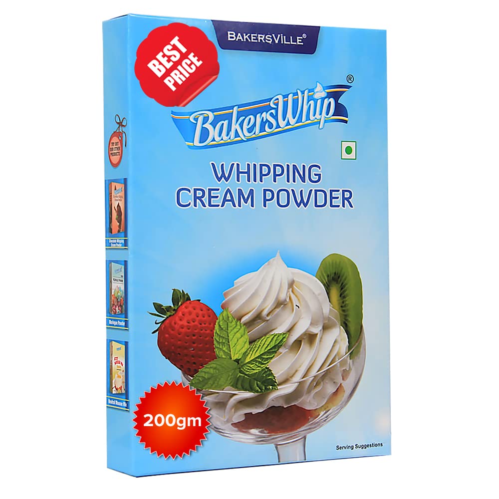 BakersWhip Whipping Cream Powder (Vanilla), 200g Gluten Free Whipping