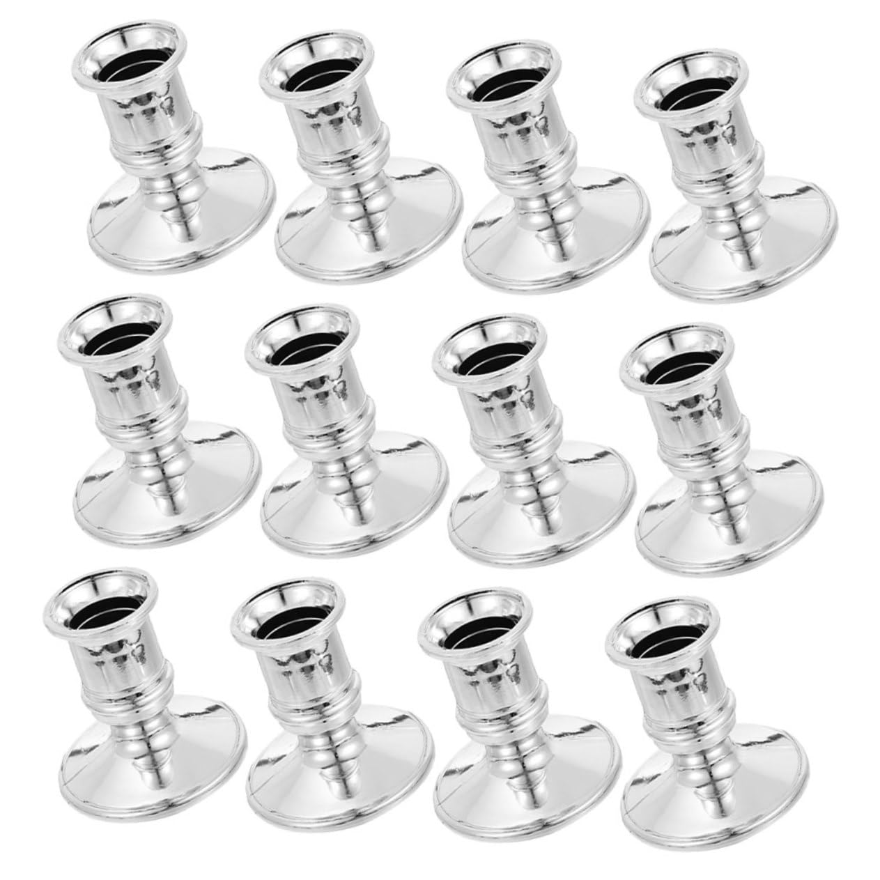 HOMOCONO 12Pcs Plastic Candle Base Tabletop Candlestick Holder for Pillar Candle Centerpiece Retro Dinner Stand for Wedding Church Holiday Party Home Decor