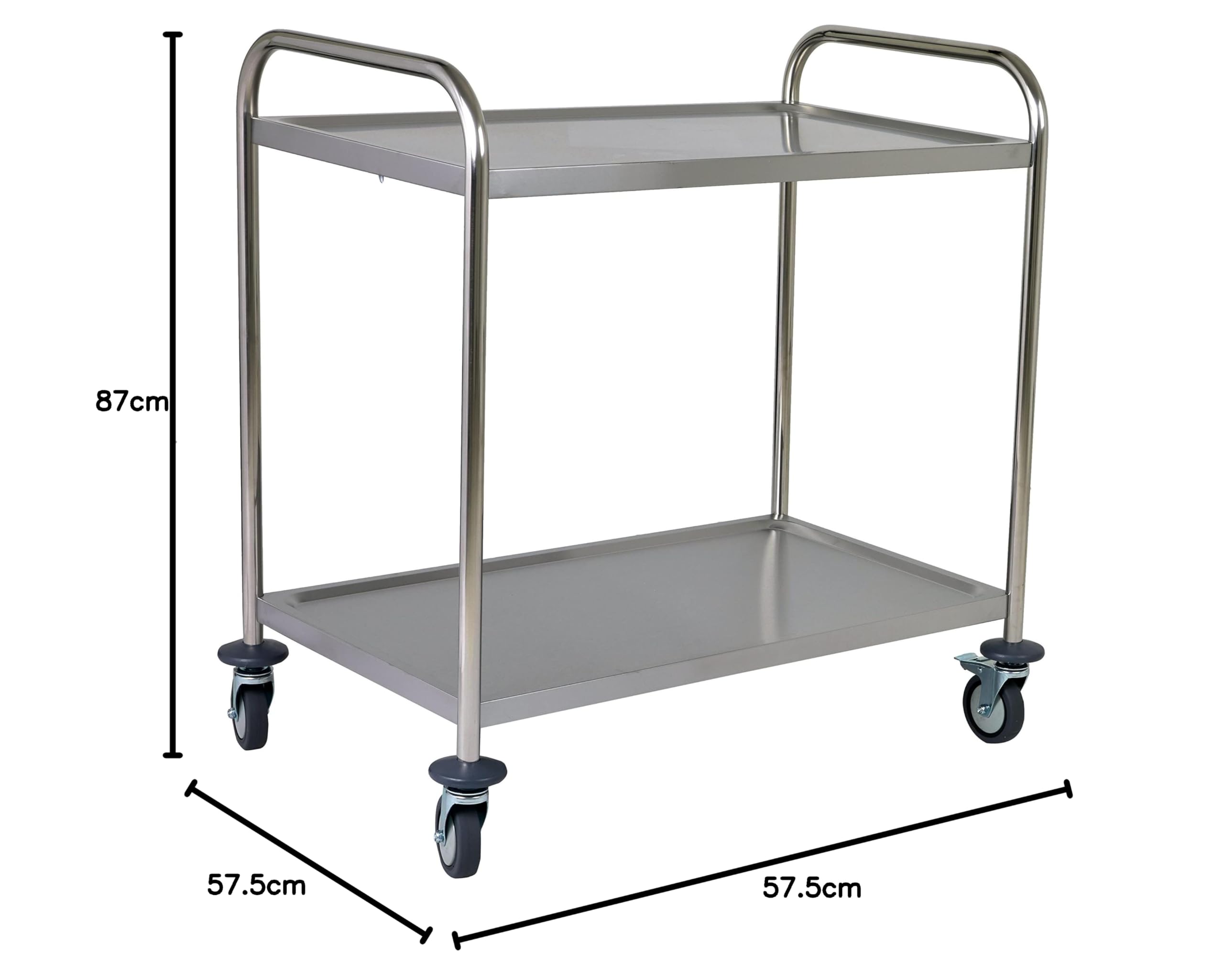 SARO FELIX - Carrello da Trasporto, a 2 ripiani, in acciaio inox, con capacità di carico da 50 kg, da 860 x 540 x 940 mm, per servizi light