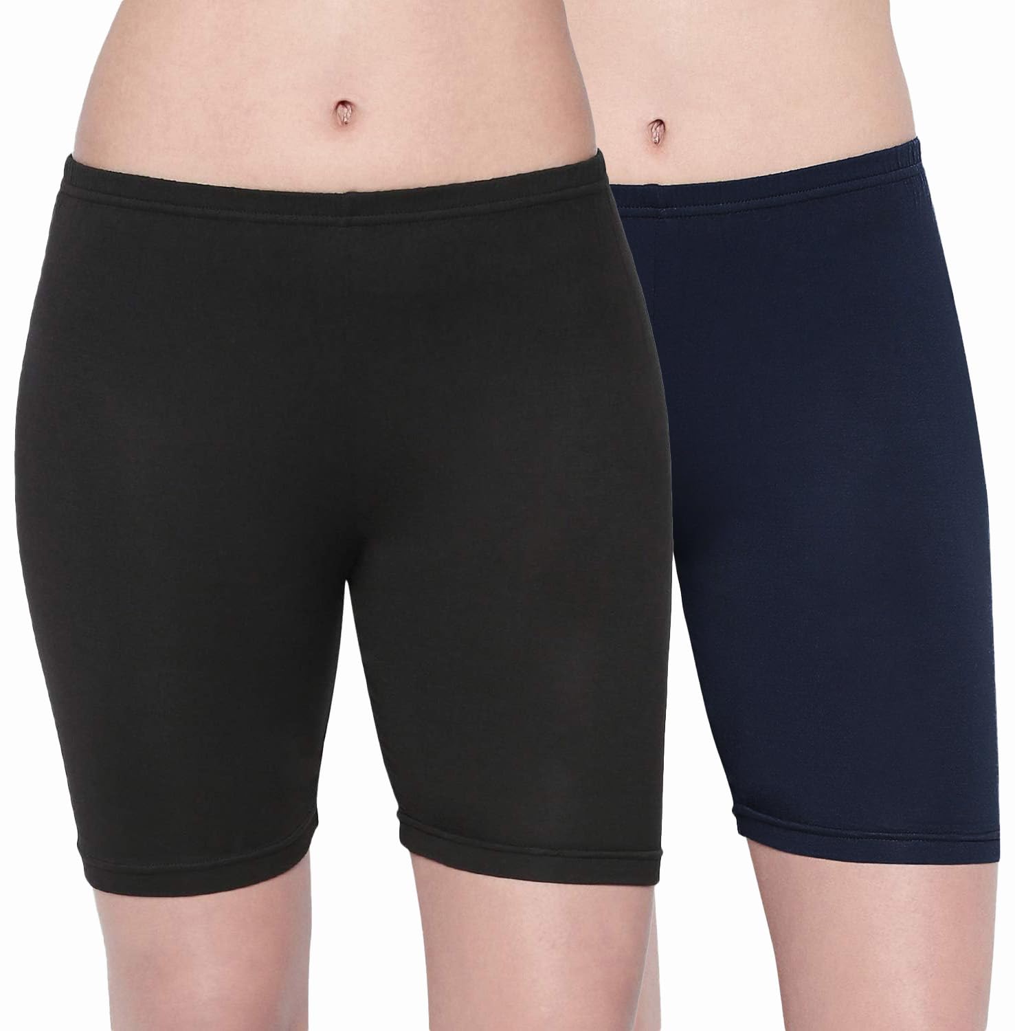 Amul Comfy Women's Plain/Solid Black & Navy Inner Elastic Cycling Shorts - Pack of 2 (#Cycling-Shorts-110cm)-picture-11