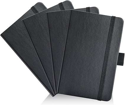AISBUGUR Pocket Notebook 3.7" x 5.7" Small Notebook 4Pack, Black