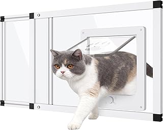 Sliding Cat Door for Window, Fits 22"-28.5" Width Window, 2-Min Install
