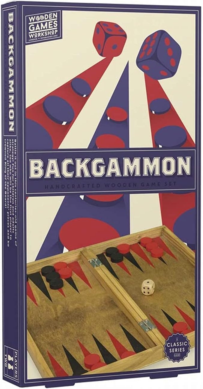 Professor Puzzle WOODEN BACKGAMMON Board Game - Traditional / Classic Wooden Family Board Game, Folding Design, Indoor/Outdoor Activity, Fun Game Night, for Kids, Adults, Family, Friends, 2 Players