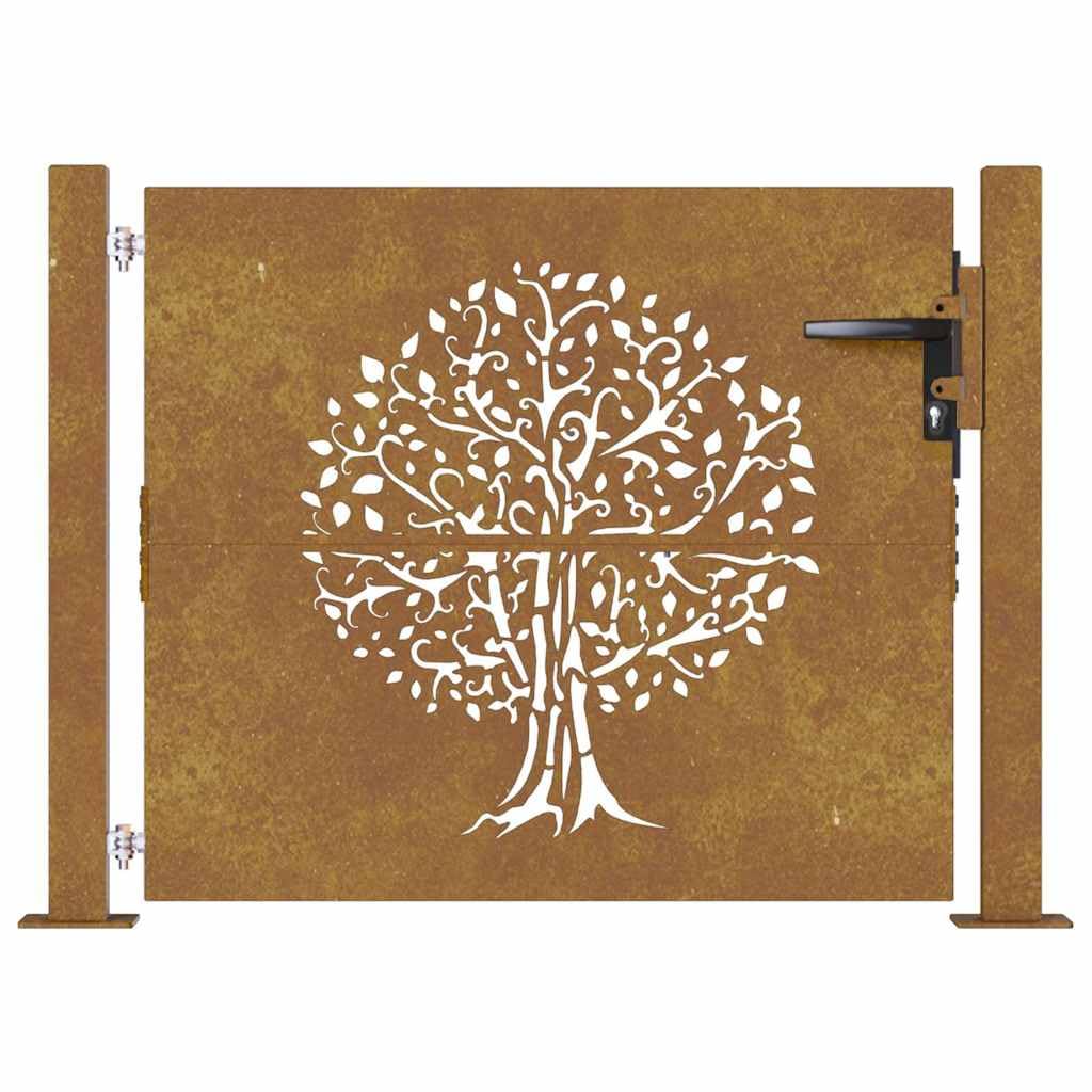 Portal de jardín de acero corten 100 x 100 cm diseño árbol corte láser