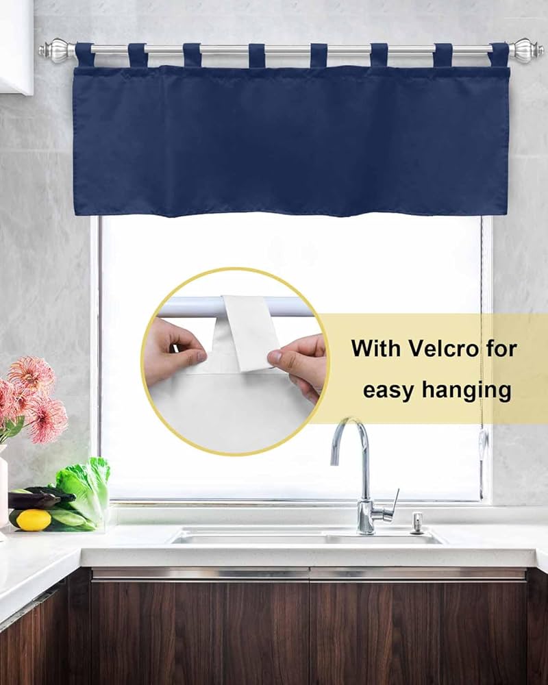 Amazon.com: Pinroote Navy Blue Valances for Windows, Tab Top