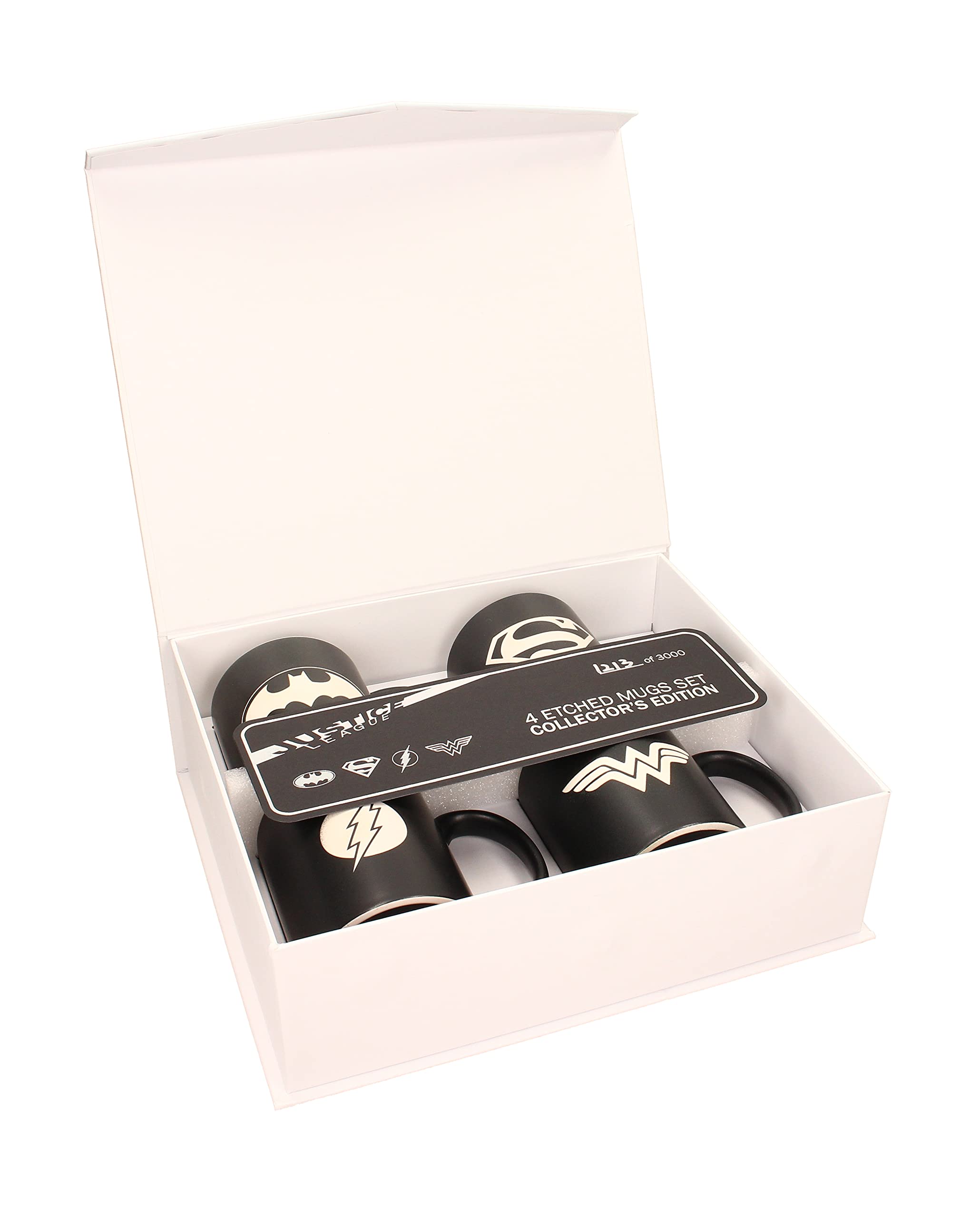 SD toys Tazas Grabados Laser Universo DC, Cerámica, Negro, 9x8x12 cm, 4 Unidades