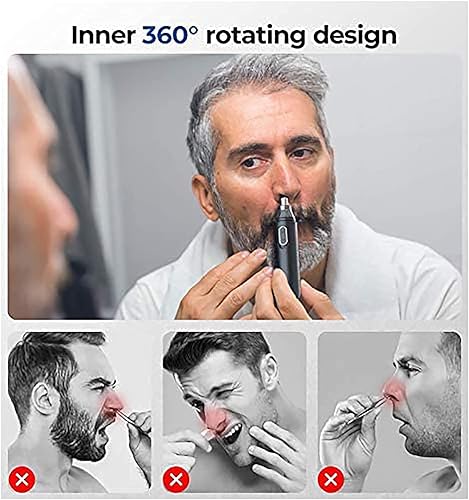 Miniatura 4 de Cortadora de pelo de orejas y nariz, recortadora profesional sin dolor de cejas y vello facial para hombres y mujeres, funciona con pilas, cuchillas