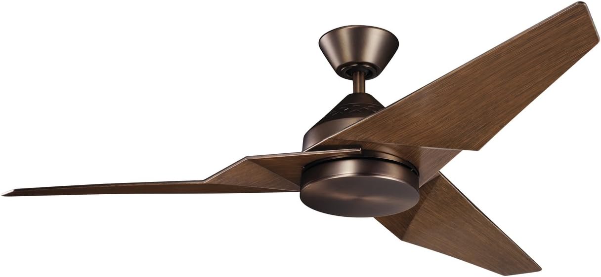 Flash Sale KICHLER 300030OBB Protruding Mount, 3 Walnut Blades Ceiling fan with 67 watts light, Oil-rubbed Bronze