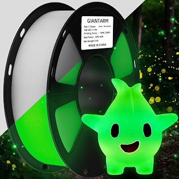 GAINTARM Glow in The Dark Filament,Luminous Green 3D Printer Filament 1.75mm,Dimensional Accuracy +/- 0.02 mm,High Brightness and Long Time Glow, Christmas Green Fit for Most FDM 3D Printer