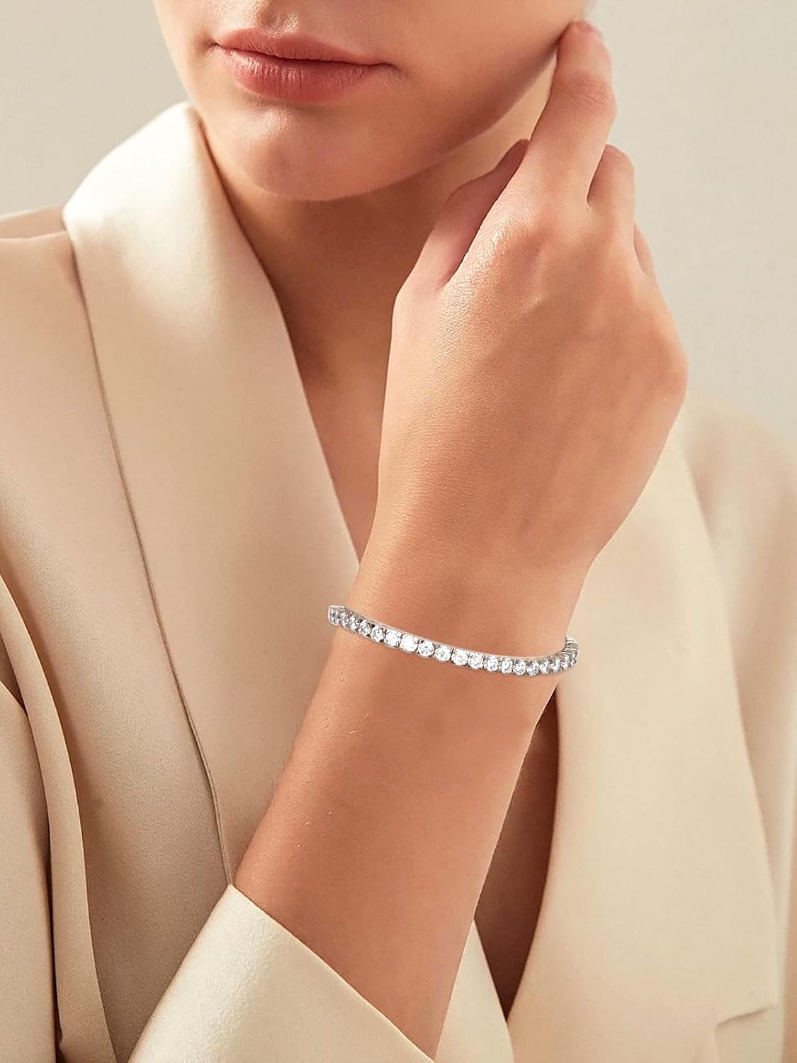 CYW 3mm/3.5mm All Moissanite Tennis Bracelet for Women, Really Authentic Solid 925 Sterling Silver, 5.9-7.5inch (15-19cm), Birthday Anniversary Valentines Mothers Day Ideal Gift for Her
