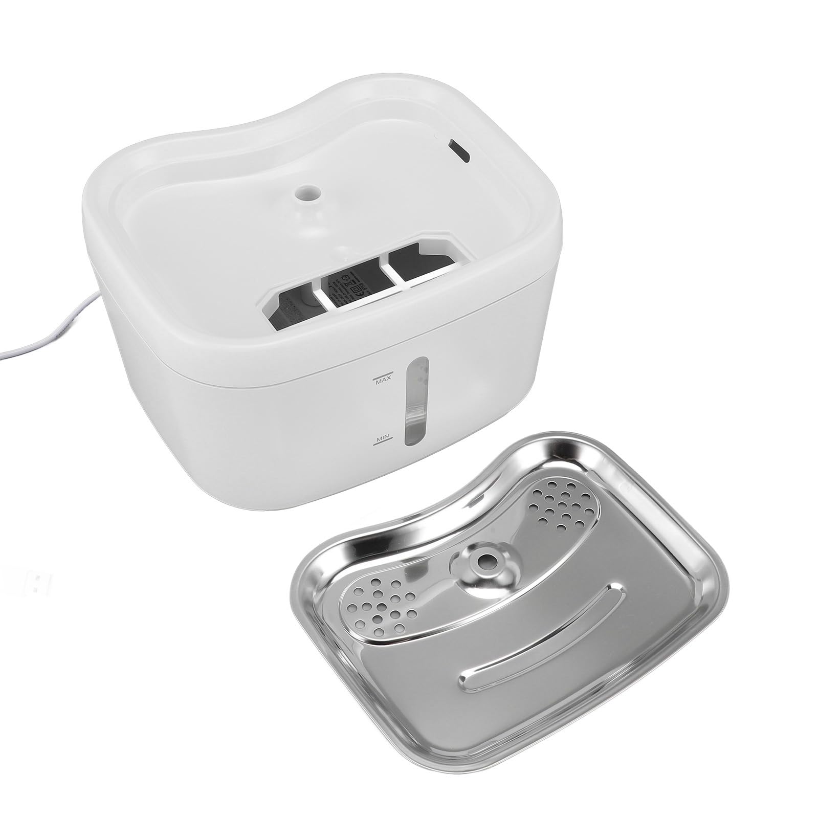 Sxhlseller Fuente de Agua Inteligente Inalámbrica para Gatos, Dispensador de Bebidas para Mascotas con Triple Filtrado de 2,5 L para Propietarios Preocupados por la Higiene, Acero Inoxidable 304