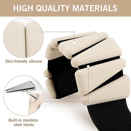 Miniatura 4 de Juego de 2 pesas ajustables para muñeca y tobillo (1 libra cada una), para mujeres y hombres, para correr, correr, caminar, yoga, danza, pilates,