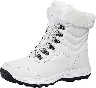 Botas de invierno con forro cálido, botas de nieve para otoño, para exteriores, de un solo color, impermeables, para trekking