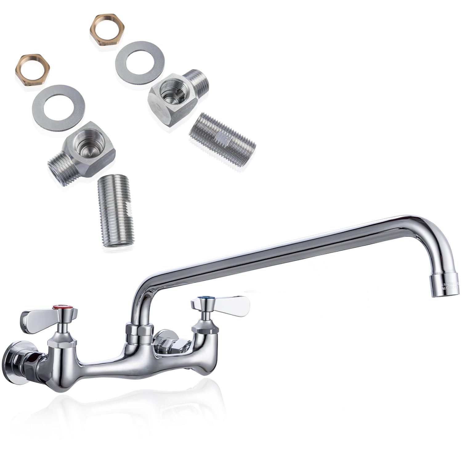 8" Center Wall Mount Commercial Kitchen Sink Faucet with 14" Spout