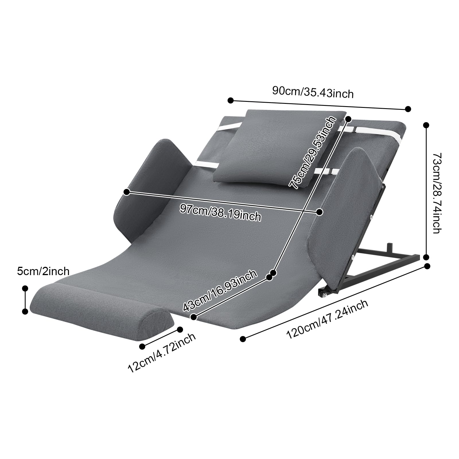 Gris Eléctrico Respaldo Ajustable Cama con Respaldo Eléctrico Ajustable para Individuales, Camas King, Suelos de Salón 120 * 97 * 73 cm