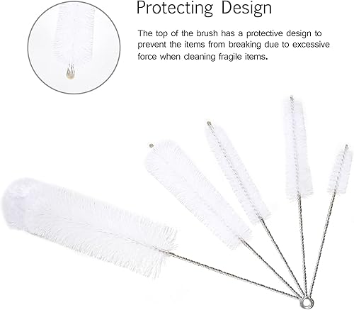 Miniatura 2 de Juego de 5 cepillos de limpieza para el hogar, construido para limpiar tazas de café, vasos, decantadores de vino, cepillo para ollas