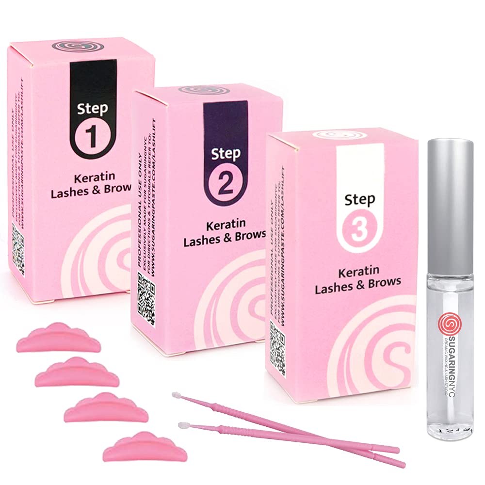 Sugaring NYC Eyelash Lift Keratin Lash Lift Perm Step 1, Step 2, Step 3 (10 Sachets Each)