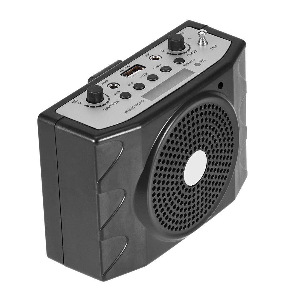 Portable Voice Amplifier Mini Stereo Loud Voice Amp with Wired Microphone Headset and Waistband Compatible MP3 Speaker USB1.0/2.0 TF/SD/MMC Card for Teacher Tour Guide(Black)