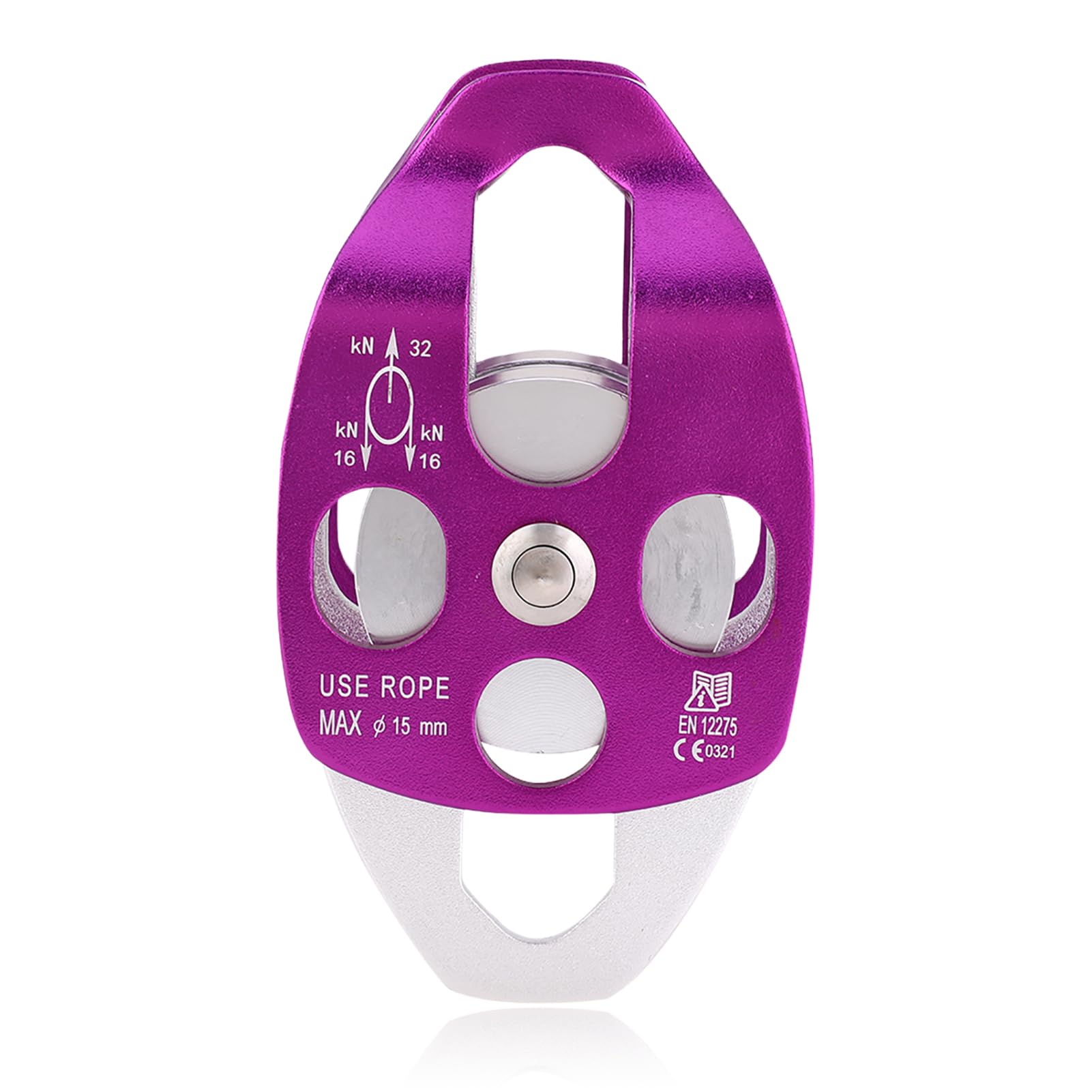 equlup Micro Climbing Pulley, Outdoor Side Swing Double Pulley Aviation Aluminum High Strength Climbing Safety Equipment for Rock Climbing Mountaineering