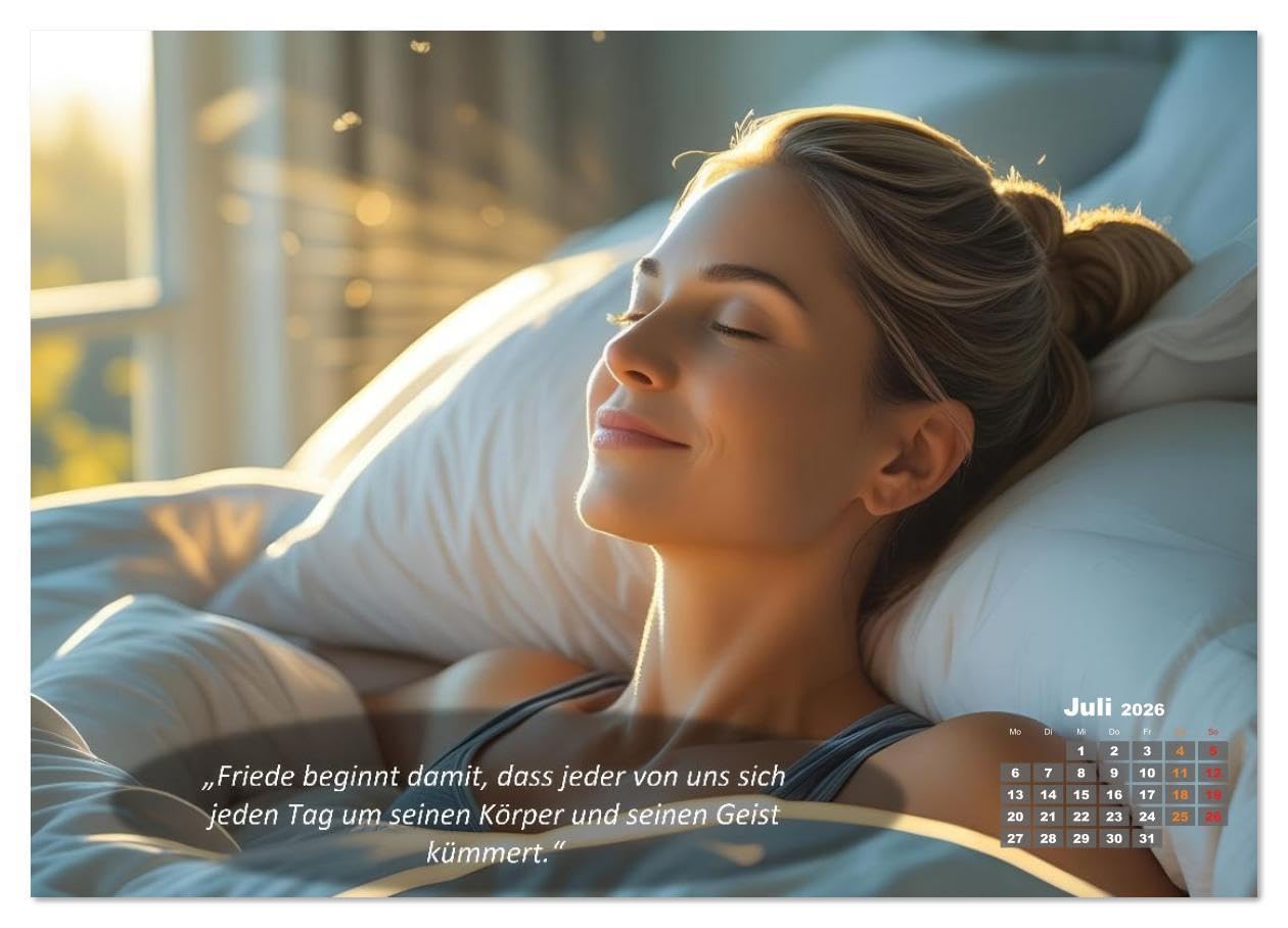 Mit Yoga ins Bett (hochwertiger Premium Wandkalender 2026 DIN A2 quer), Kunstdruck in Hochglanz: Ihr Kalender für Erholung, Entspannung und Achtsamkeit (CALVENDO Gesundheit)
