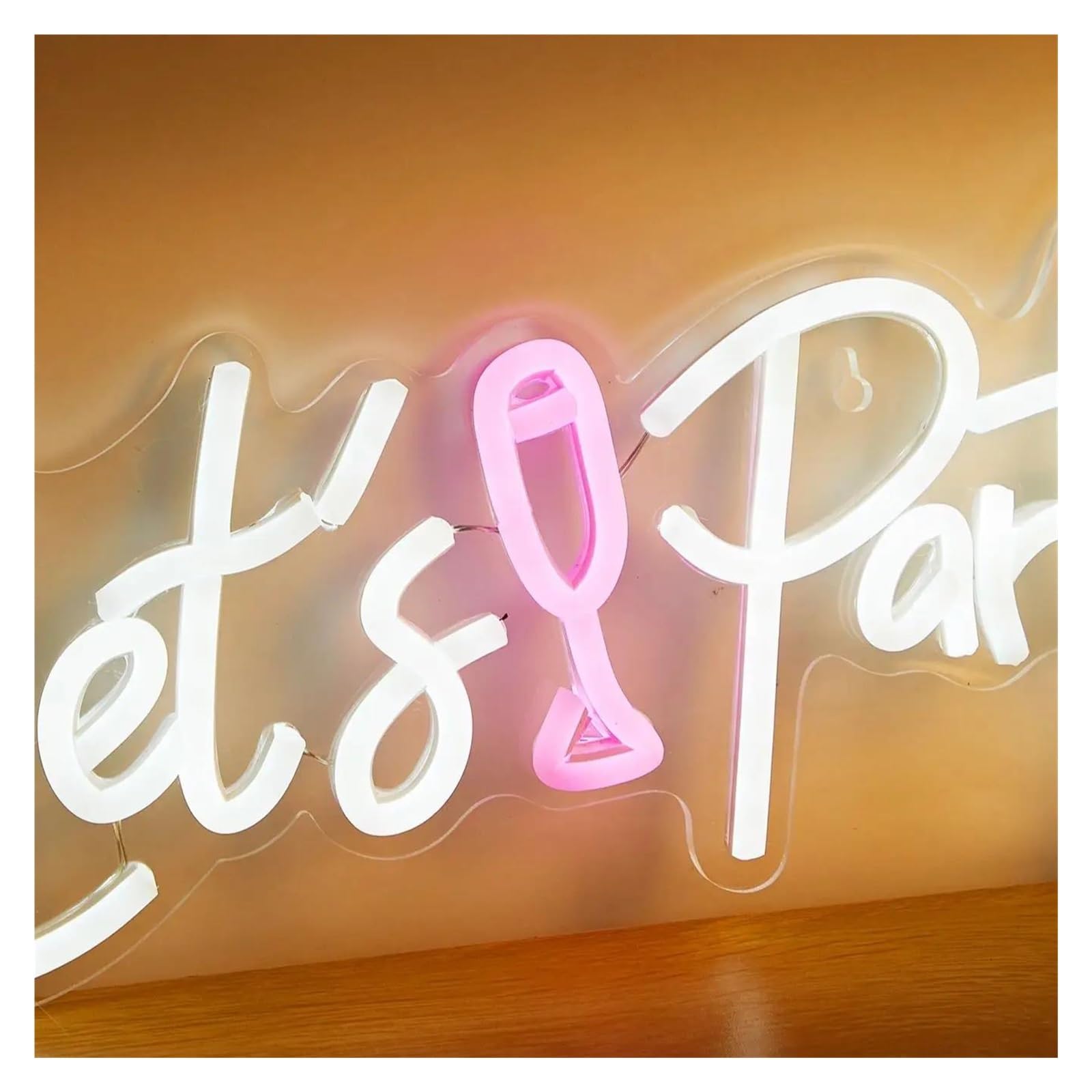 Luz de Diseño de Digital Lámpara De Pared Con Luz De Noche LED De Neón Let's Party Alimentada Por USB Para Fiestas, Bares, Vacaciones, Hogar, Habitación 16cmx34.5cm