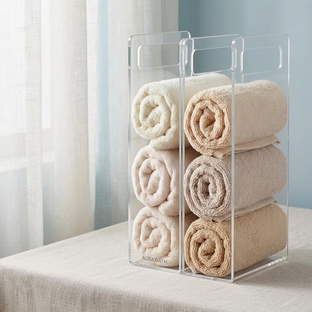 Towel Organizer Set of 2 Clear Interlocking Shelf Divider