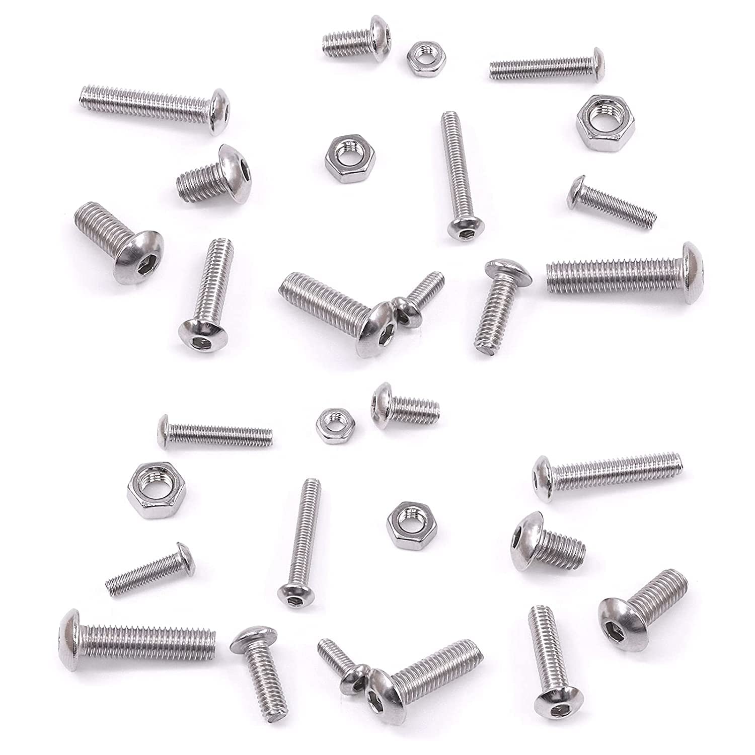 480Pcs #2-56#4-40#6-32 UNC Stainless Steel Button Head Hex Socket Cap Bolts Screws Nuts Assortment Kit