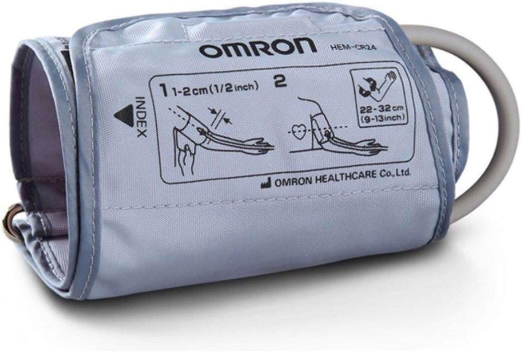 Diagram showing correct arm cuff placement for OMRON blood pressure monitor
