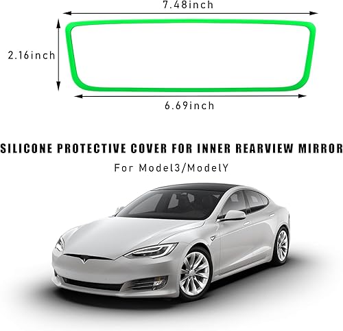 Miniatura 8 de Marco protector de espejo retrovisor de automóvil, cubierta protectora de silicona para el borde del espejo retrovisor compatible con el modelo 3 Y,