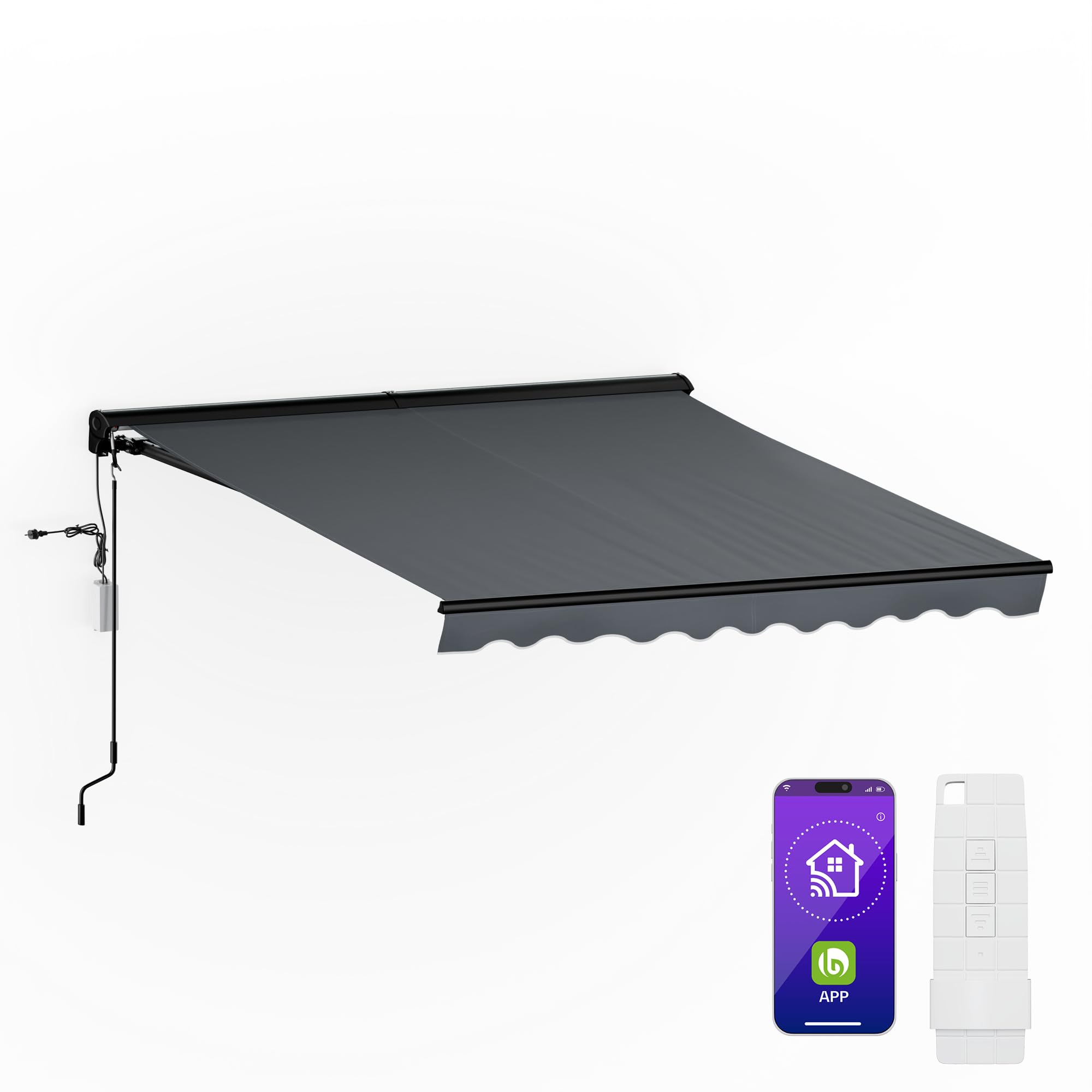 blumfeldt Store Banne Demi Cassette – Store Motorisé avec Appli & Télécommande, Aluminium, Protection UV 30+, Marquise Aluminium, Montage Mural Facile, 295x250 cm