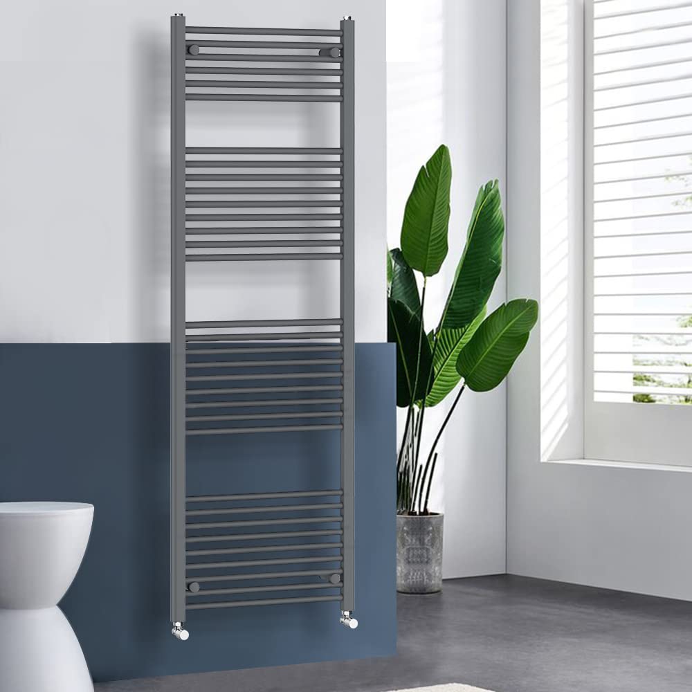 Warmehaus Anthracite Straight Heated Towel Rail Radiator 1800 X 600Mm Grey Bathroom Ladder Radiator Towel Warmers For Bathroom Kitchen