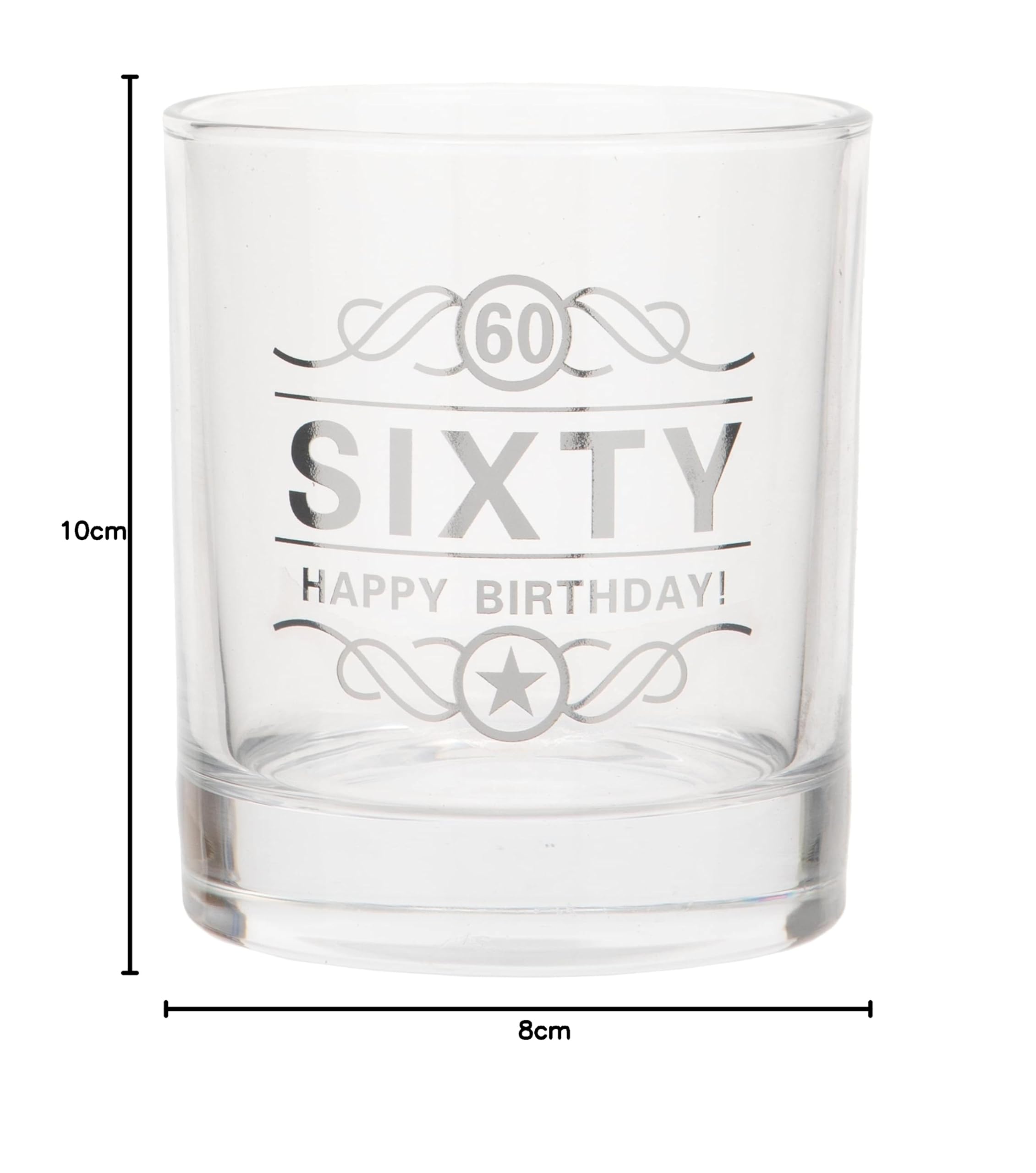 Maturi 60th Birthday Spirit Glass 'Sixty Happy Birthday!', 350 ml, pudełko prezentowe