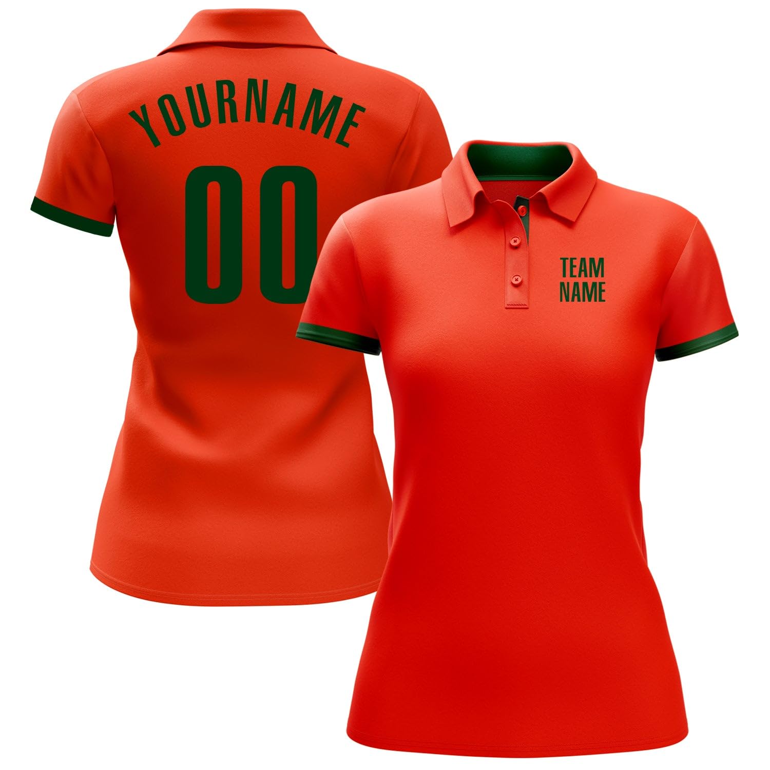 Generic Custom Darts Bowling Golf Polo Shirts for Men Women Youth, Orange Green Personalized Golf Shirts Printed Name Number Logo