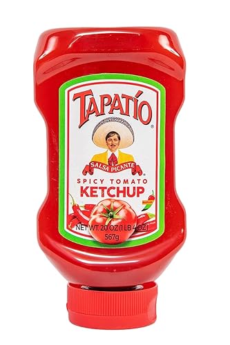 Tapatio Ketchup - Ketchup de tomate picante, Kosher, fabricado en Estados Unidos, botellas de salsa de tomate tapatio - 20 onzas, paquete de 2