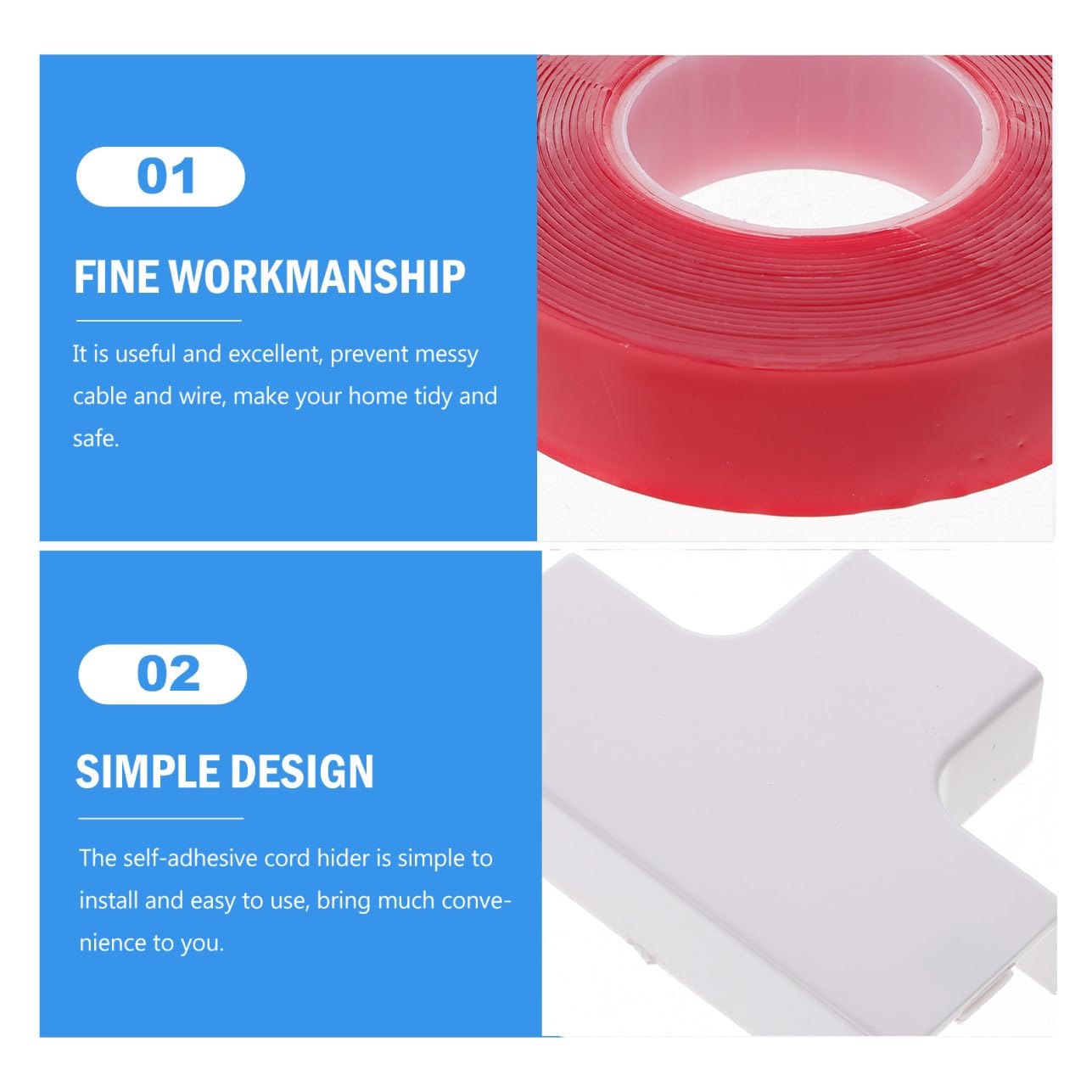 Homoyoyo Kit Autoadhesivo de Canaleta para Cables PVC Resistente y Práctico para Ocultar y Organizar Cables Hogar y Oficina