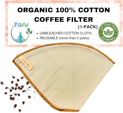 Miniatura 1 de Filtro de café de 100 algodón, reutilizable, orgánico, lavable, ecológico, para máquina de café y verter sobre café (un paquete, n. 2)