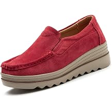 YING LAN Womens Suede Platform Wedge Slip On Loafers Shoes