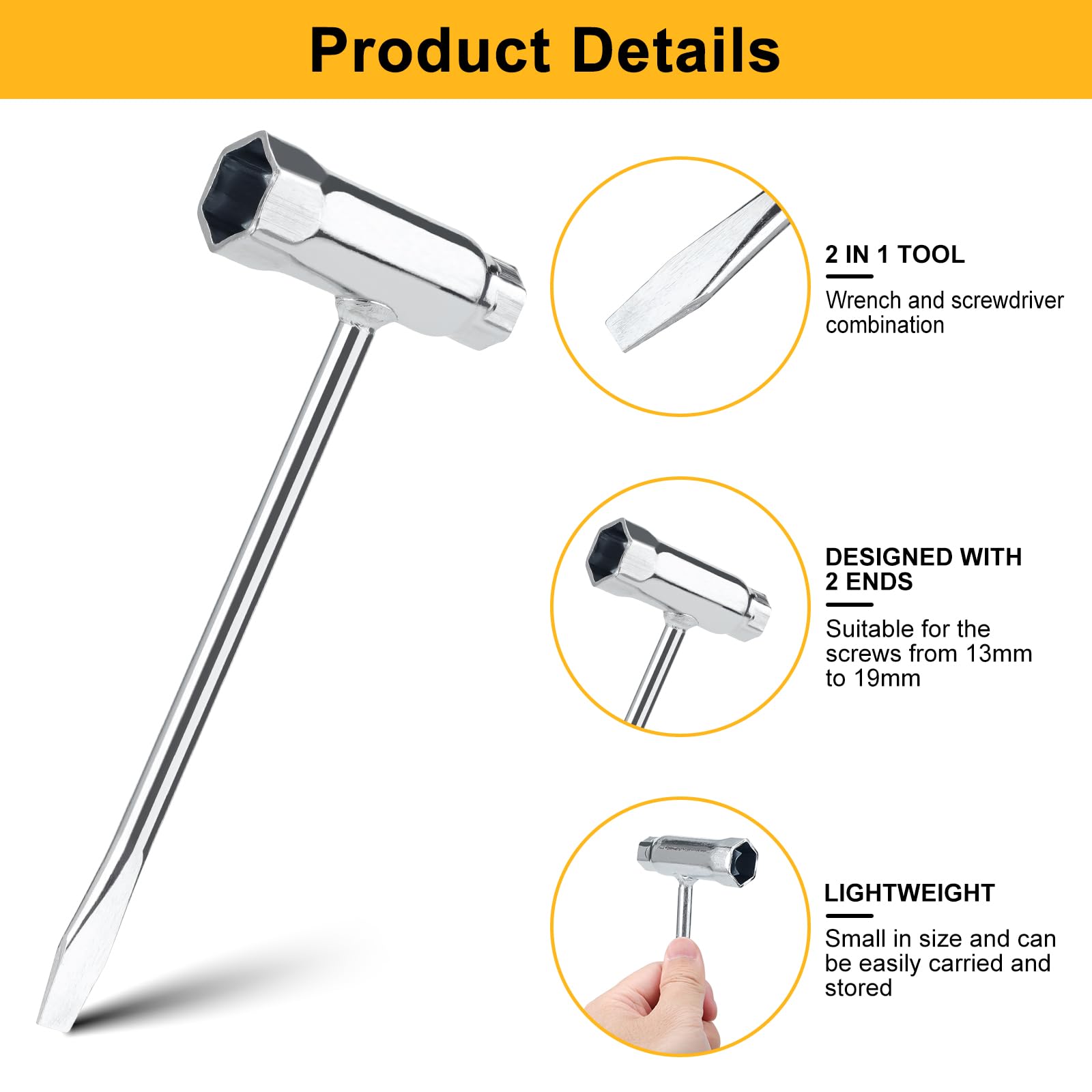 Lot De 5 Clés à Bougie D'Allumage 13mm X 19mm En T - Outil Multifonction Pour Tronçonneuse Et Moteur