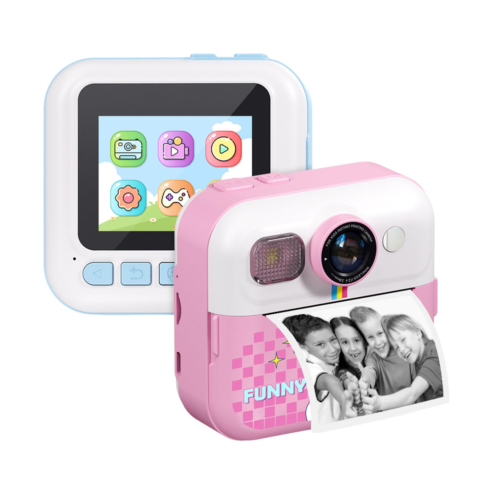 Fotocamera a stampa rapida per bambini con doppia lente da 48 e stampa termica per fotografie creative e divertenti giocattoli fotografici