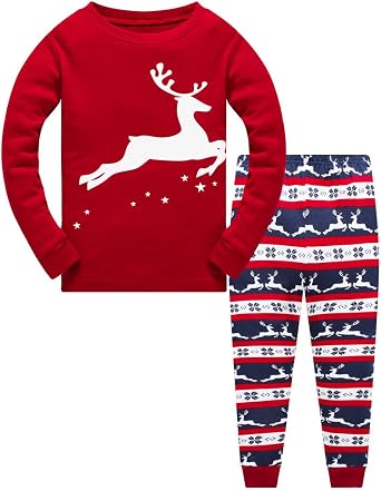 Little Boys Girls Christmas Pajamas for Toddler Clothes Set Snowman Sleepwear Long Sleeve 100% Cotton Kids Pjs 3-10 Years