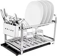 Escorredor de Louças 16 Pratos com Porta Talher Inox e Bandeja Mak-Inox 2216