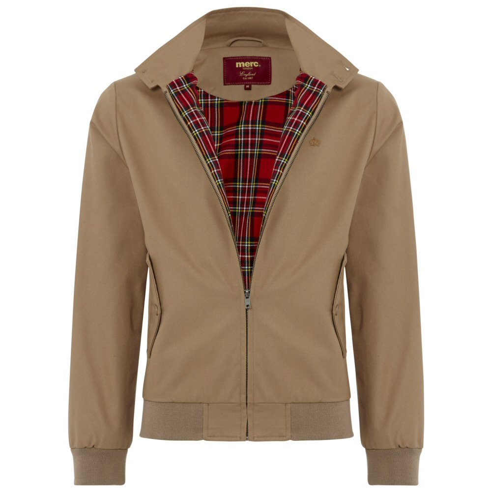 Merc London Men's Tan Harrington 60s Retro Bomber Jacket