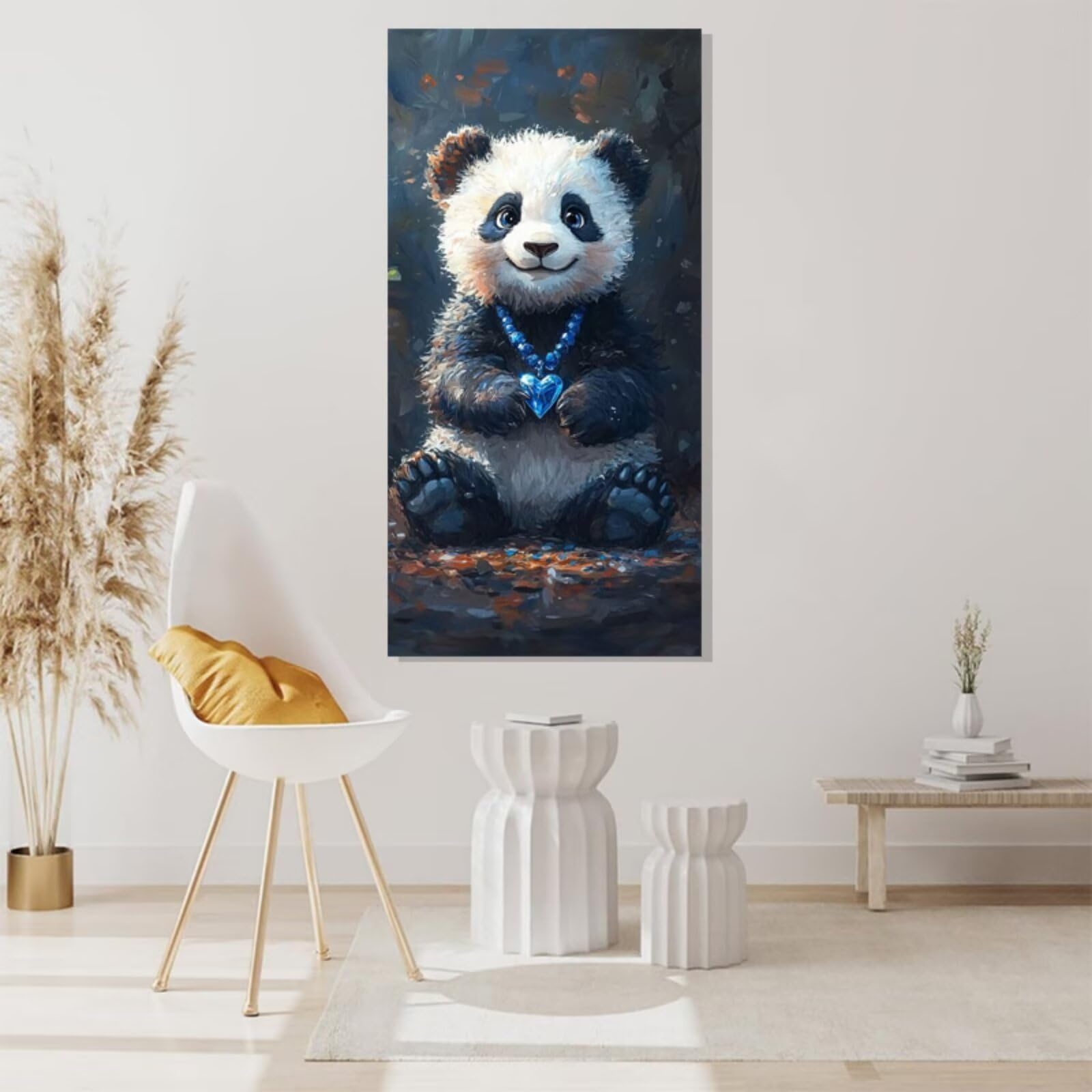 Diamond Painting Panda Adulte Kit, Peinture Diamant Mignon Complet Kit, 5D Bricolage Broderie Diamant Painting Enfant, Strass Point de Croix Cristal Painting pour Maison Murale Décoration 50x100cm Y-4