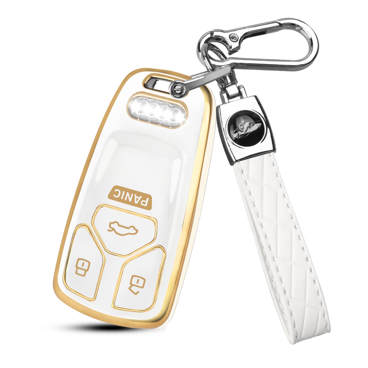 QBUC for Audi Key Fob Cover,3 Buttons for Audi A3 Key Fob Cover with Golden Edge,Compatible with Audi A3 A6 Q5 S4 S5 SQ5 RS5 A4 A5 Q7 TT TTS TPU Key