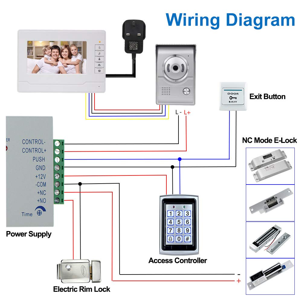 KDL Video Intercom Système d'interphone vidéo Intelligent Téléphone de Porte vidéo Sonnette 7 Pouces, Caméra IR extérieure étanche avec Moniteur pour la Maison (1 Moniteur)