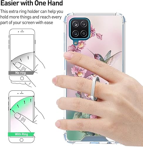 Miniatura 5 de OOK Funda transparente compatible con Samsung Galaxy A12 5G, diseño de colibrí rosa, TPU flexible, a prueba de golpes, antiarañazos, funda