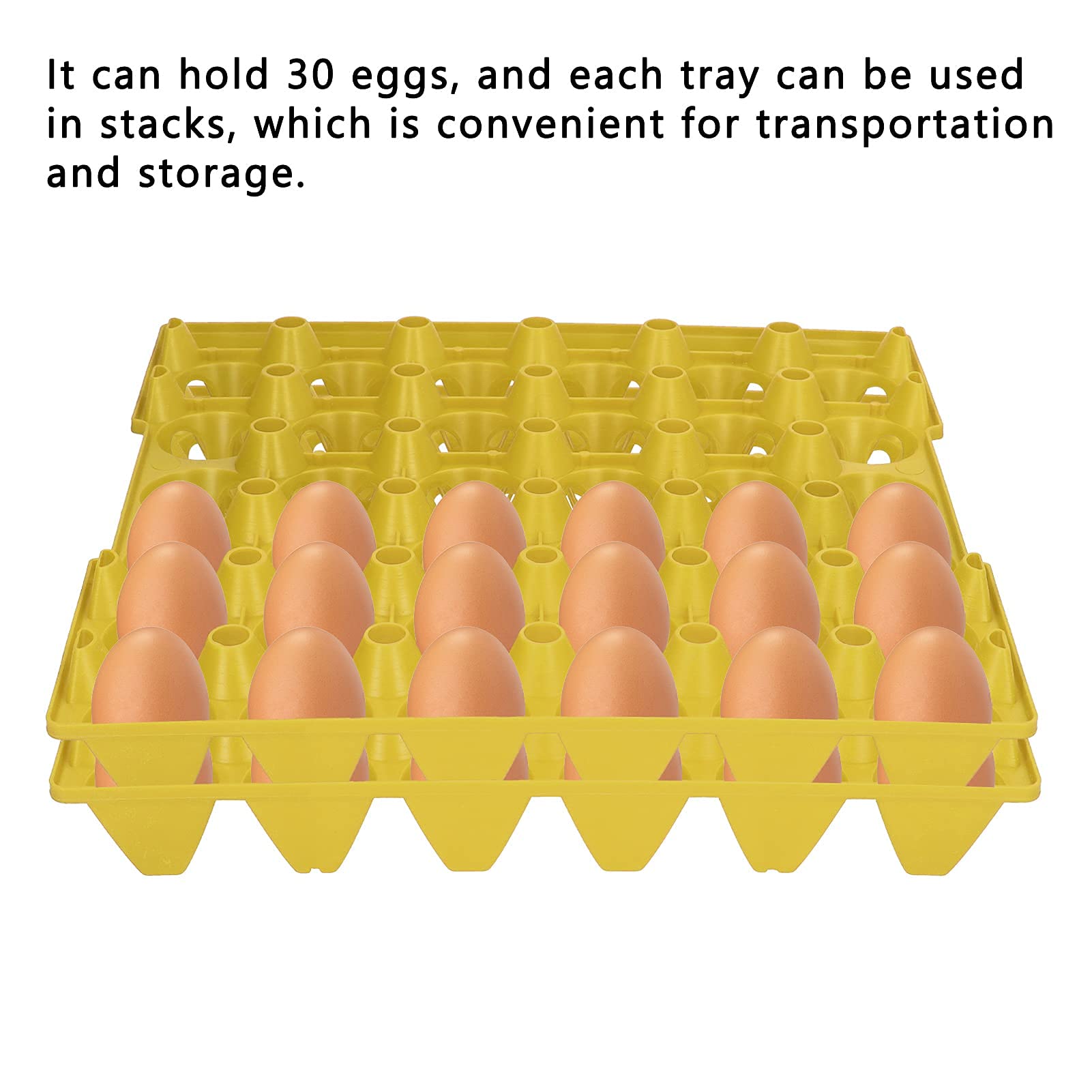 BigKing - Caja de almacenamiento de huevos, 5 piezas, caja de almacenamiento de huevos apilable, 30 celdas, bandeja de soporte para transporte de almacenamiento, suministros de granja a casa