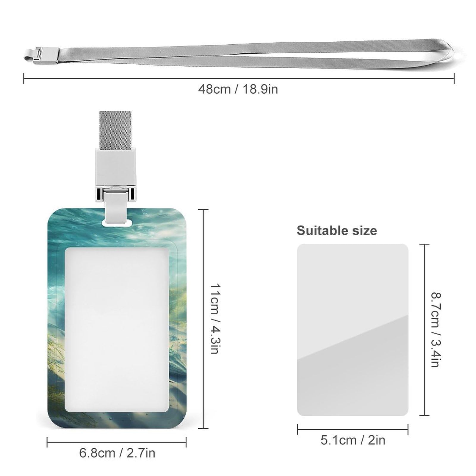 Sturgeon Fish ID Badge Holder with Lanyard Vertical ID Card Holder for Travel Office Work