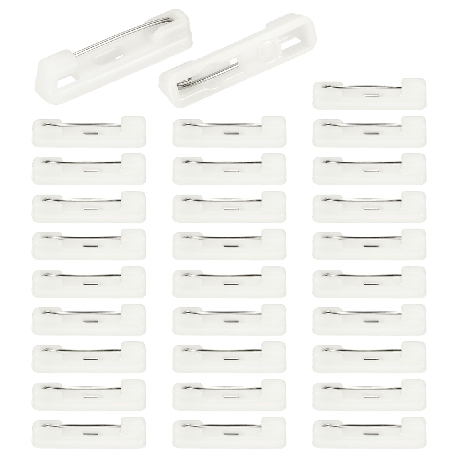 sourcing map 100 Pcs Blank Name Tags with Pins 22x5mm White Plastic Name Tag Pin Bulk DIY Engraved ID Badge Holders for Office Retail Stores Restaurant Workers